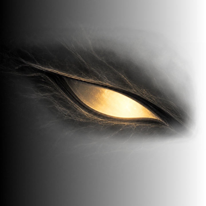 An abstract golden opening emerging from a dark veil